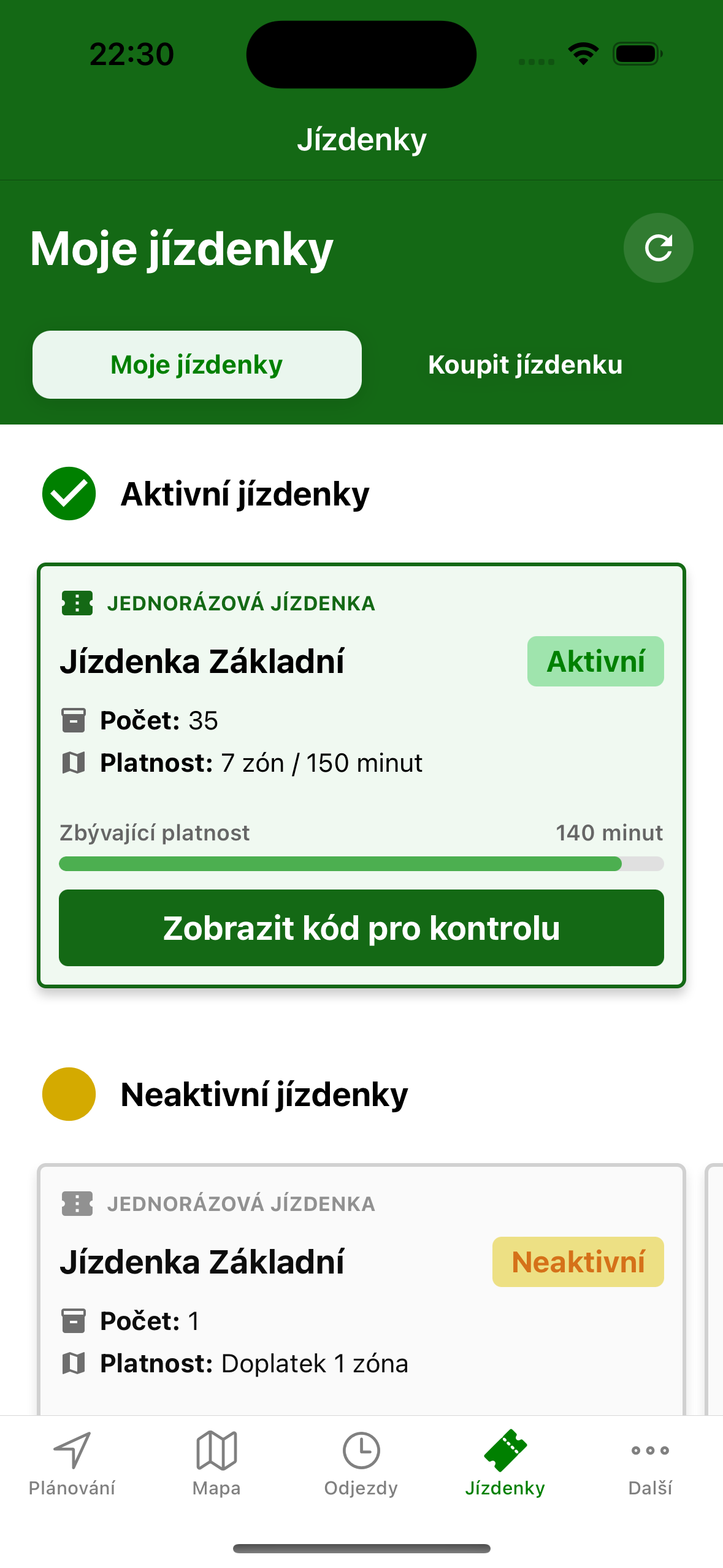 Screenshot z aplikace Rutio
